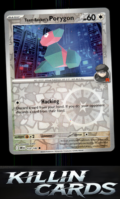 Reverse Holofoil Team Rocket's Porygon 153/182 Pokemon Common SV10: Destined Riv