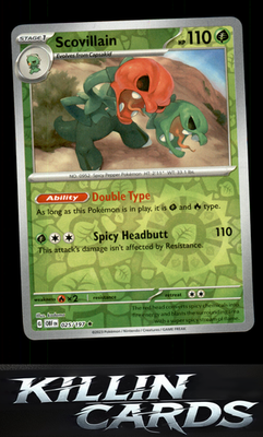 Reverse Holofoil Scovillain 025/197 Pokemon Rare SV03: Obsidian Flames Card NM