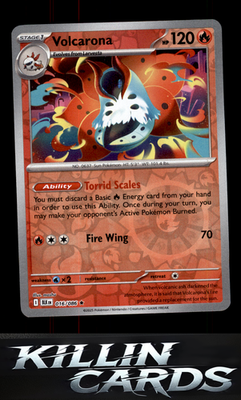 Reverse Holofoil Volcarona 016/086 Pokemon Rare SV: Black Bolt Card NM