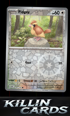 Reverse Holofoil Pidgey 162/197 Pokemon Common SV03: Obsidian Flames Card NM