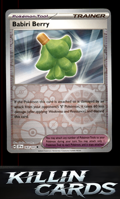 Reverse Holofoil Babiri Berry 163/191 Pokemon Uncommon SV08: Surging Sparks Card