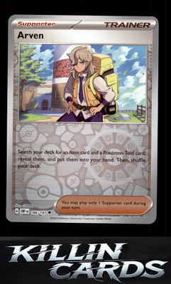 Reverse Holofoil Arven 186/197 Pokemon Uncommon SV03: Obsidian Flames Card NM