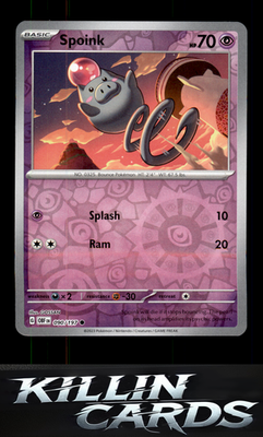 Reverse Holofoil Spoink 090/197 Pokemon Common SV03: Obsidian Flames Card NM