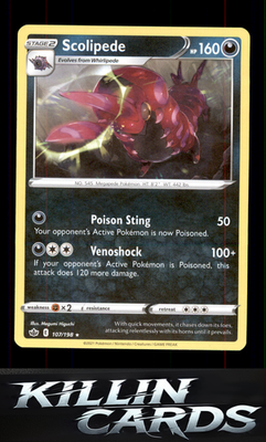 Scolipede 107/198 Pokemon Rare SWSH06: Chilling Reign Card NM