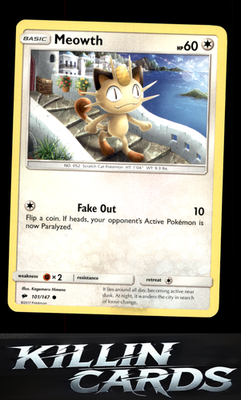 Meowth 101/147 Pokemon Common SM - Burning Shadows Card NM