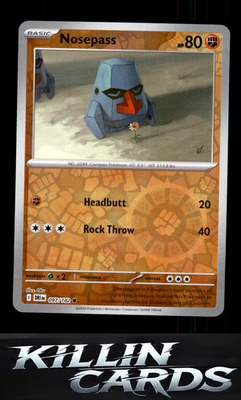 Reverse Holofoil Nosepass 097/182 Pokemon Common SV10: Destined Rivals Card NM