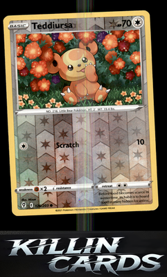 Reverse Holofoil Teddiursa 126/203 Pokemon Common SWSH07: Evolving Skies Card NM