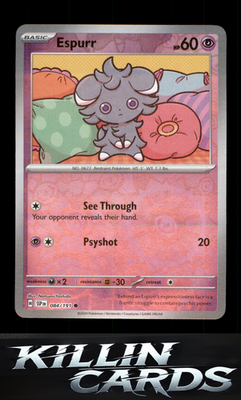 Reverse Holofoil Espurr 084/191 Pokemon Common SV08: Surging Sparks Card NM