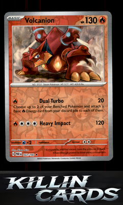 Reverse Holofoil Volcanion 022/182 Pokemon Rare SV04: Paradox Rift Card NM