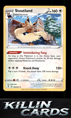 Stoutland 135/203 Pokemon Rare SWSH07: Evolving Skies Card NM