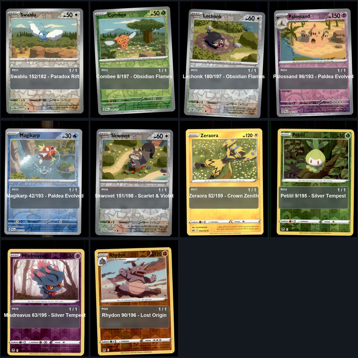 Pokemon TCG HYOGONOSUKE Artist Collection 40 Cards Lot