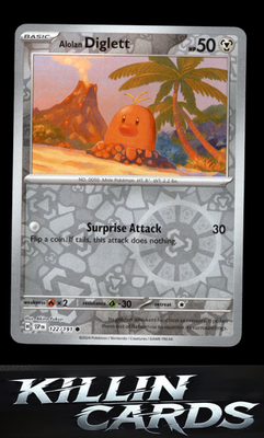 Reverse Holofoil Alolan Diglett 122/191 Pokemon Common SV08: Surging Sparks Card
