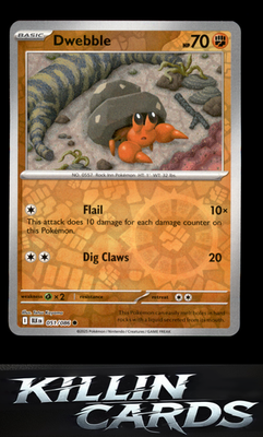 Reverse Holofoil Dwebble 051/086 Pokemon Common SV: Black Bolt Card NM