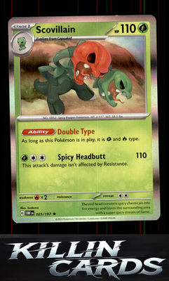 Scovillain 025/197 Pokemon Rare SV03: Obsidian Flames Card NM
