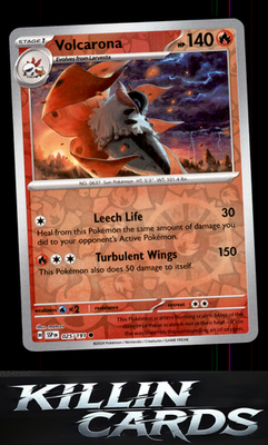 Reverse Holofoil Volcarona 025/191 Pokemon Common SV08: Surging Sparks Card NM