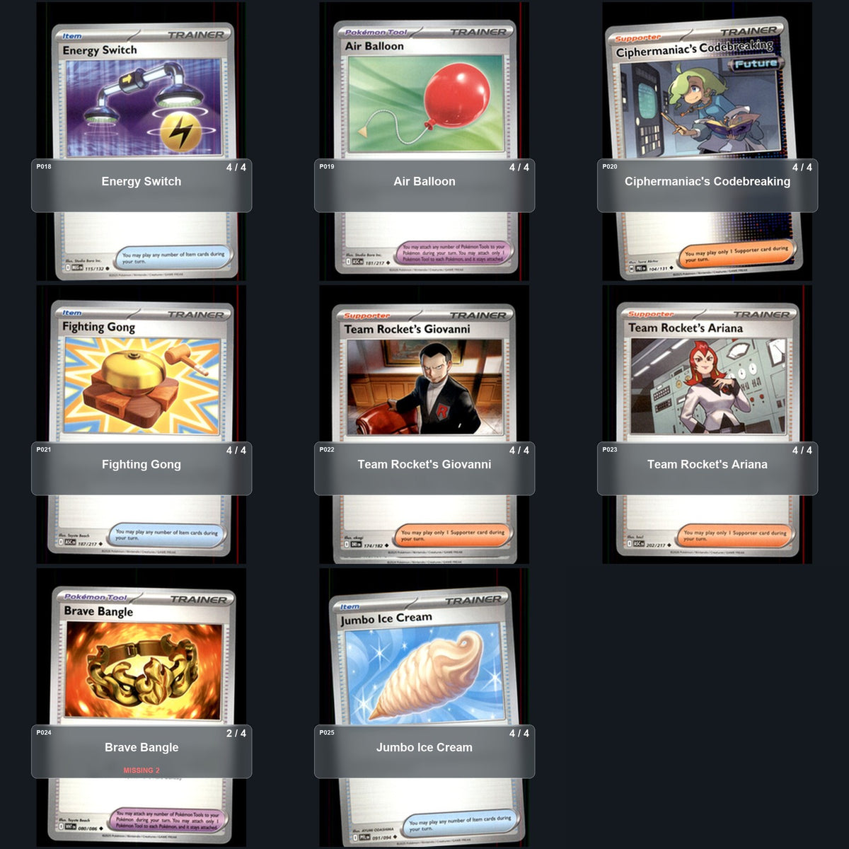 Pokemon TCG Trainer Card Lot 100 Cards Deck Building Playable Tournament