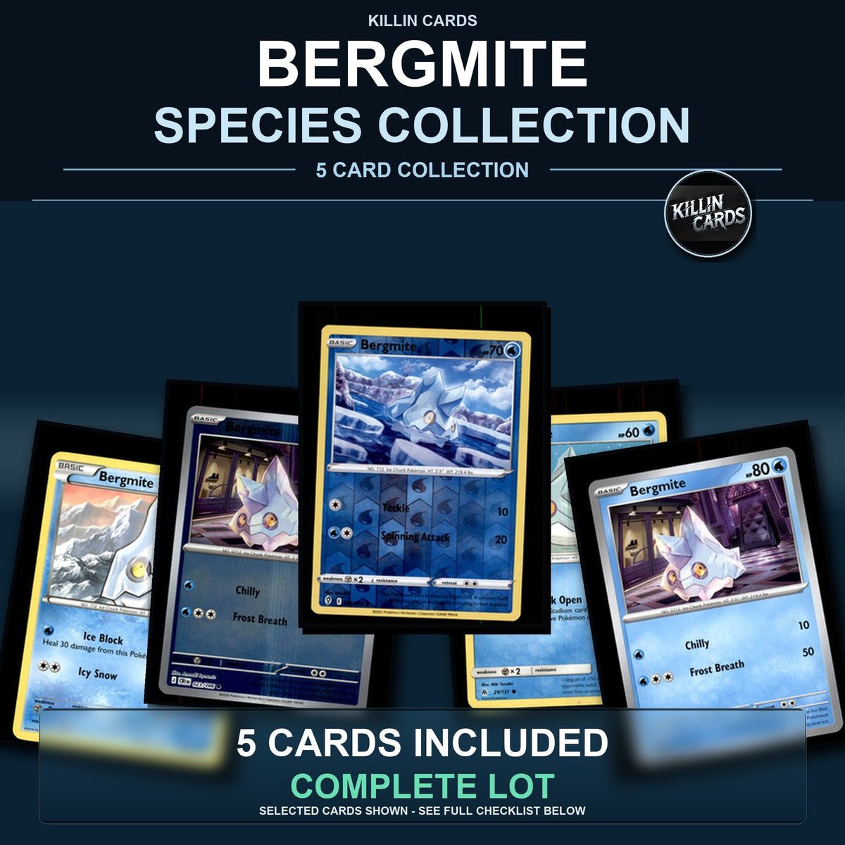 Pokemon TCG Bergmite Species Collection 5 Different Cards