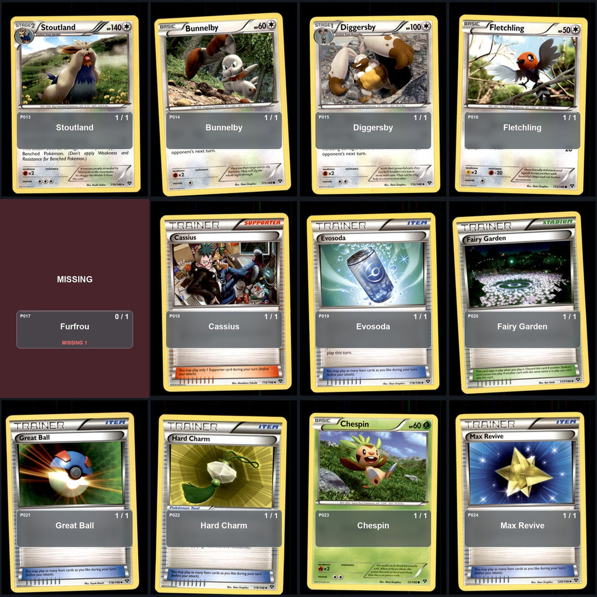 Pokemon TCG XY Base Set C/UC/R Standard Set 99 Cards