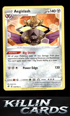 Aegislash 135/192 Pokemon Rare SWSH02: Rebel Clash Card LP