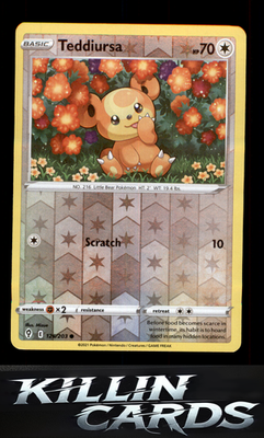 Reverse Holofoil Teddiursa 126/203 Pokemon Common SWSH07: Evolving Skies Card NM