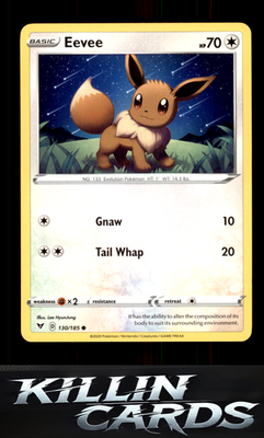 Eevee 130/185 Pokemon Common SWSH04: Vivid Voltage Card NM
