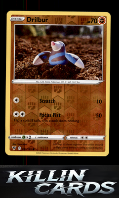 Reverse Holofoil Drilbur 091/185 Pokemon Common SWSH04: Vivid Voltage Card NM