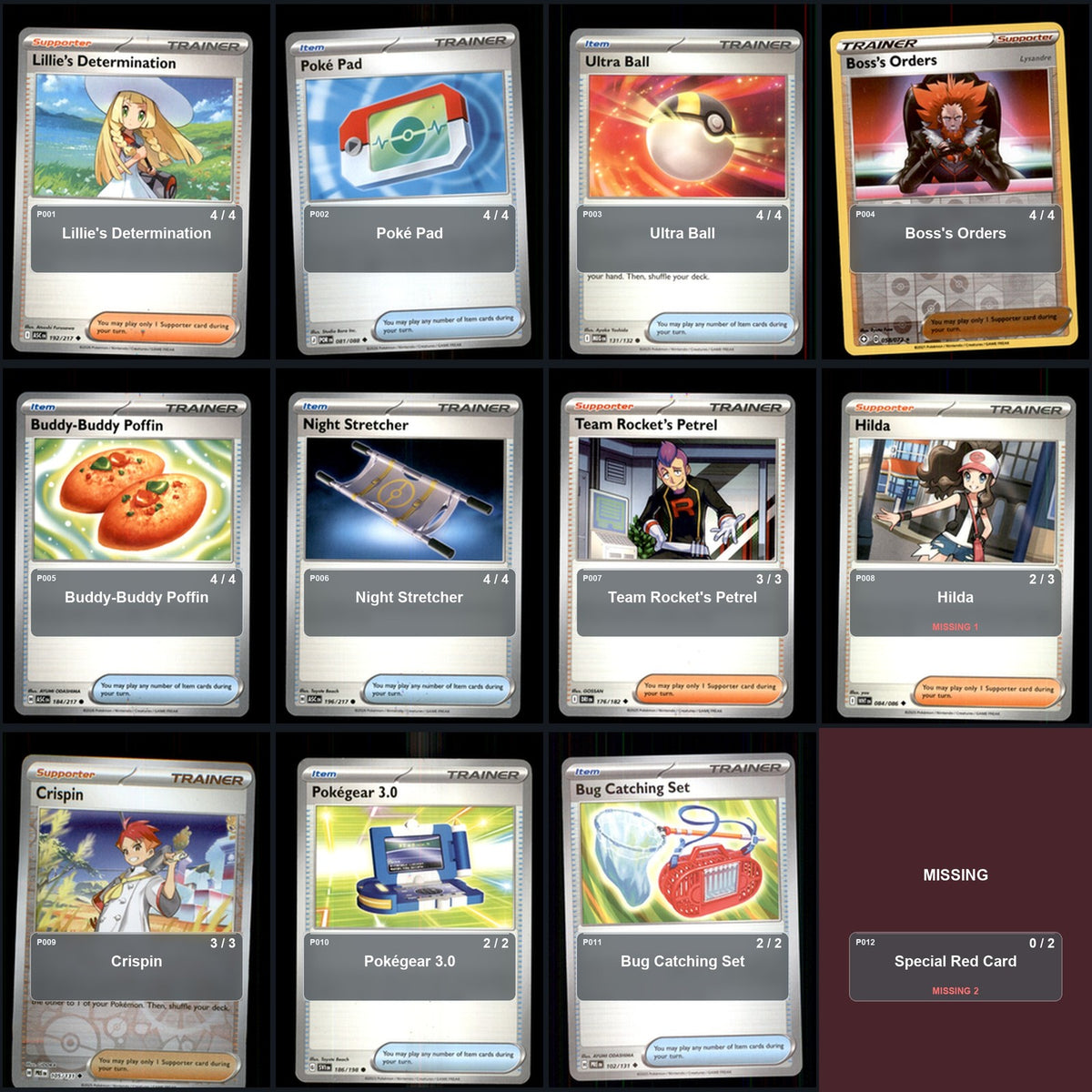 Pokemon TCG Trainer Card Lot 94 Cards Deck Building Playable Tournament