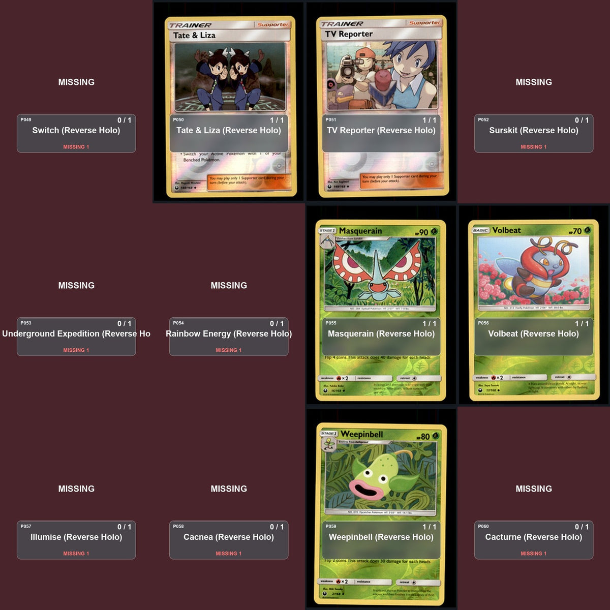 Pokemon TCG SM - Celestial Storm Reverse Holo Master Set 48 Reverse Holo Card