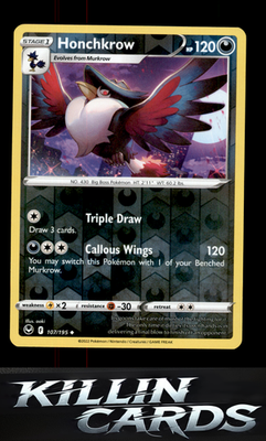 Reverse Holofoil Honchkrow 107/195 Pokemon Uncommon SWSH12: Silver Tempest Card