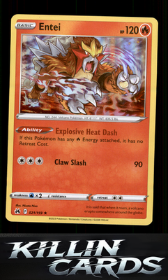 Entei 021/159 Pokemon Holo Rare SWSH: Crown Zenith Card NM