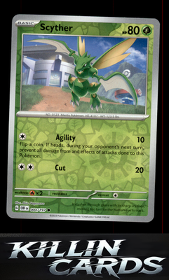 Reverse Holofoil Scyther 004/197 Pokemon Common SV03: Obsidian Flames Card NM