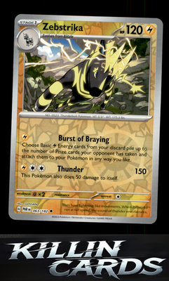 Reverse Holofoil Zebstrika 063/182 Pokemon Uncommon SV04: Paradox Rift Card NM