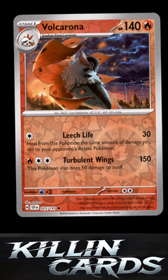 Reverse Holofoil Volcarona 025/191 Pokemon Common SV08: Surging Sparks Card NM