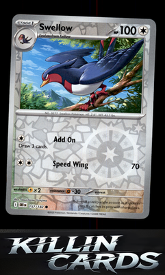 Reverse Holofoil Swellow 157/182 Pokemon Common SV10: Destined Rivals Card NM