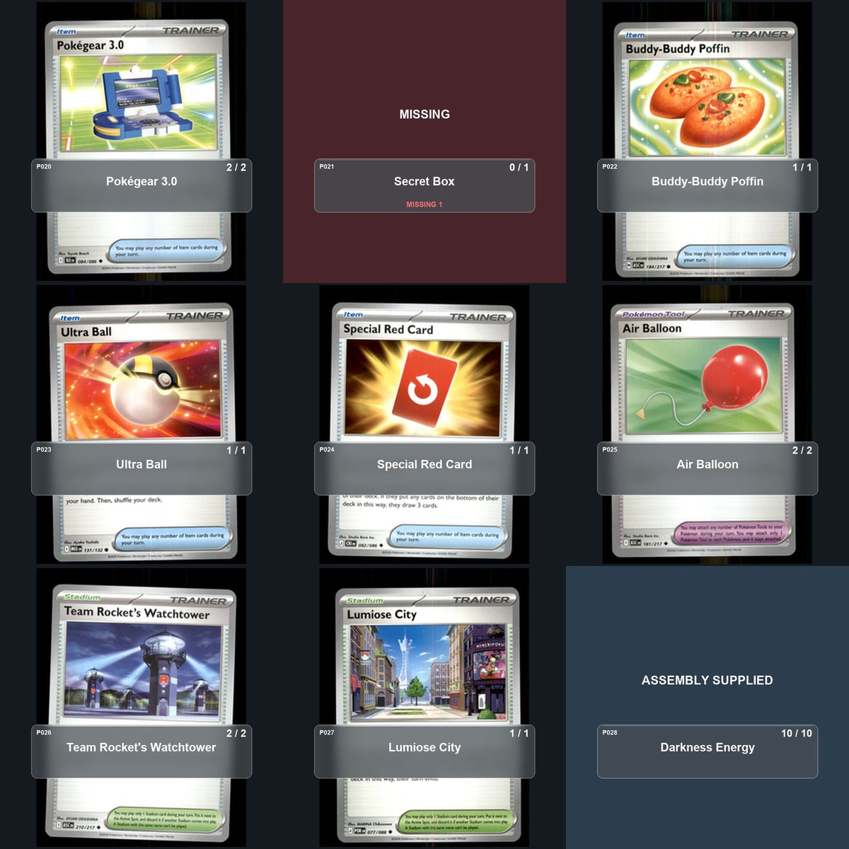 Partial Pokemon TCG World Championships 2026 Toxtricity Box Decklist 58 Cards Deck