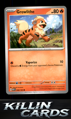 Growlithe 058/165 Pokemon Common SV: Scarlet & Violet 151 Card NM