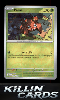 Reverse Holofoil Paras 004/159 Pokemon Common SV09: Journey Together Card NM