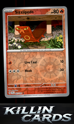 Reverse Holofoil Sizzlipede 027/191 Pokemon Common SV08: Surging Sparks Card NM