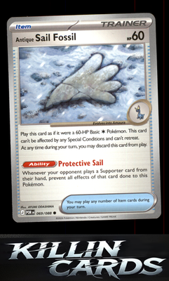 Antique Sail Fossil 069/088 Pokemon Common ME03: Perfect Order Card NM