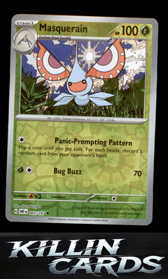Reverse Holofoil Masquerain 007/197 Pokemon Uncommon SV03: Obsidian Flames Card