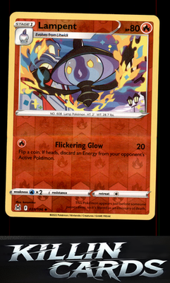 Reverse Holofoil Lampent 025/196 Pokemon Uncommon SWSH11: Lost Origin Card NM