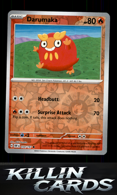 Reverse Holofoil Darumaka 034/197 Pokemon Common SV03: Obsidian Flames Card NM