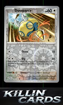 Reverse Holofoil Dunsparce 128/162 Pokemon Common SV05: Temporal Forces Card NM