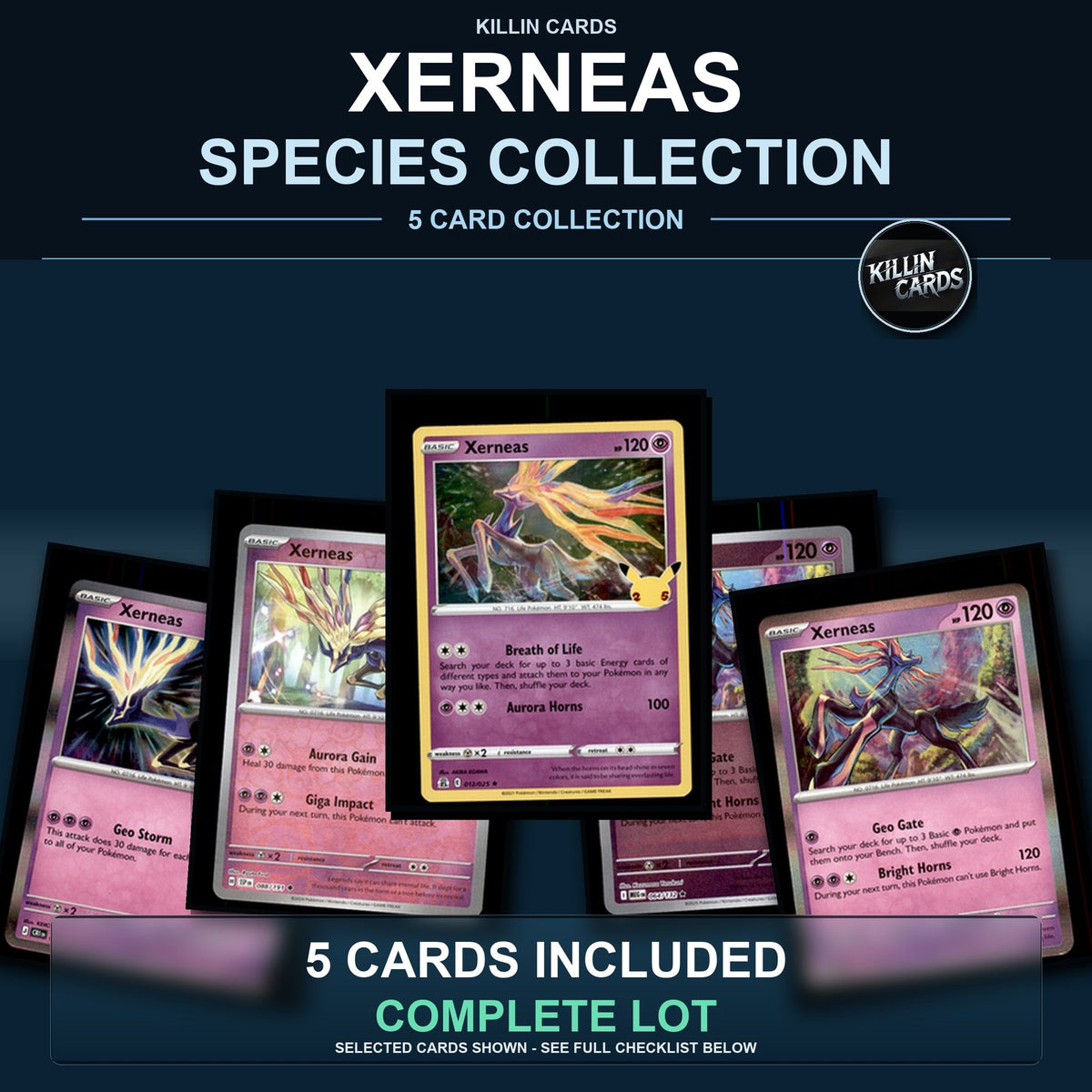 Pokemon TCG Xerneas Species Collection 5 Different Cards