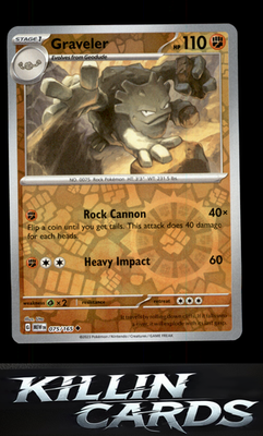 Reverse Holofoil Graveler 075/165 Pokemon Uncommon SV: Scarlet & Violet 151 Card