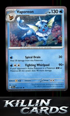 Vaporeon 022/131 Pokemon Rare SV: Prismatic Evolutions Card NM