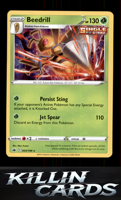 Beedrill 003/198 Pokemon Holo Rare SWSH06: Chilling Reign Card NM
