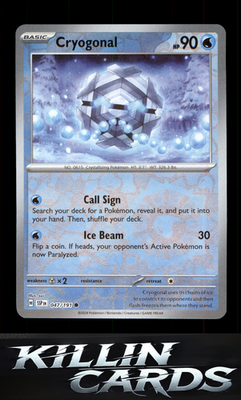 Reverse Holofoil Cryogonal 047/191 Pokemon Common SV08: Surging Sparks Card NM