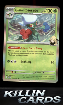 Cynthia's Roserade 008/182 Pokemon Rare SV10: Destined Rivals Card NM