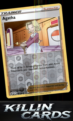Reverse Holofoil Agatha 129/198 Pokemon Uncommon SWSH06: Chilling Reign Card NM